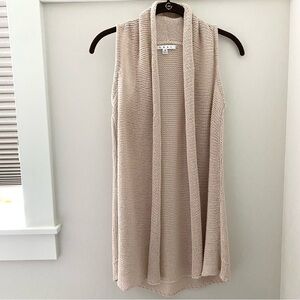 CAbi Linen Blend Open Front Knit Sweater Vest XS
